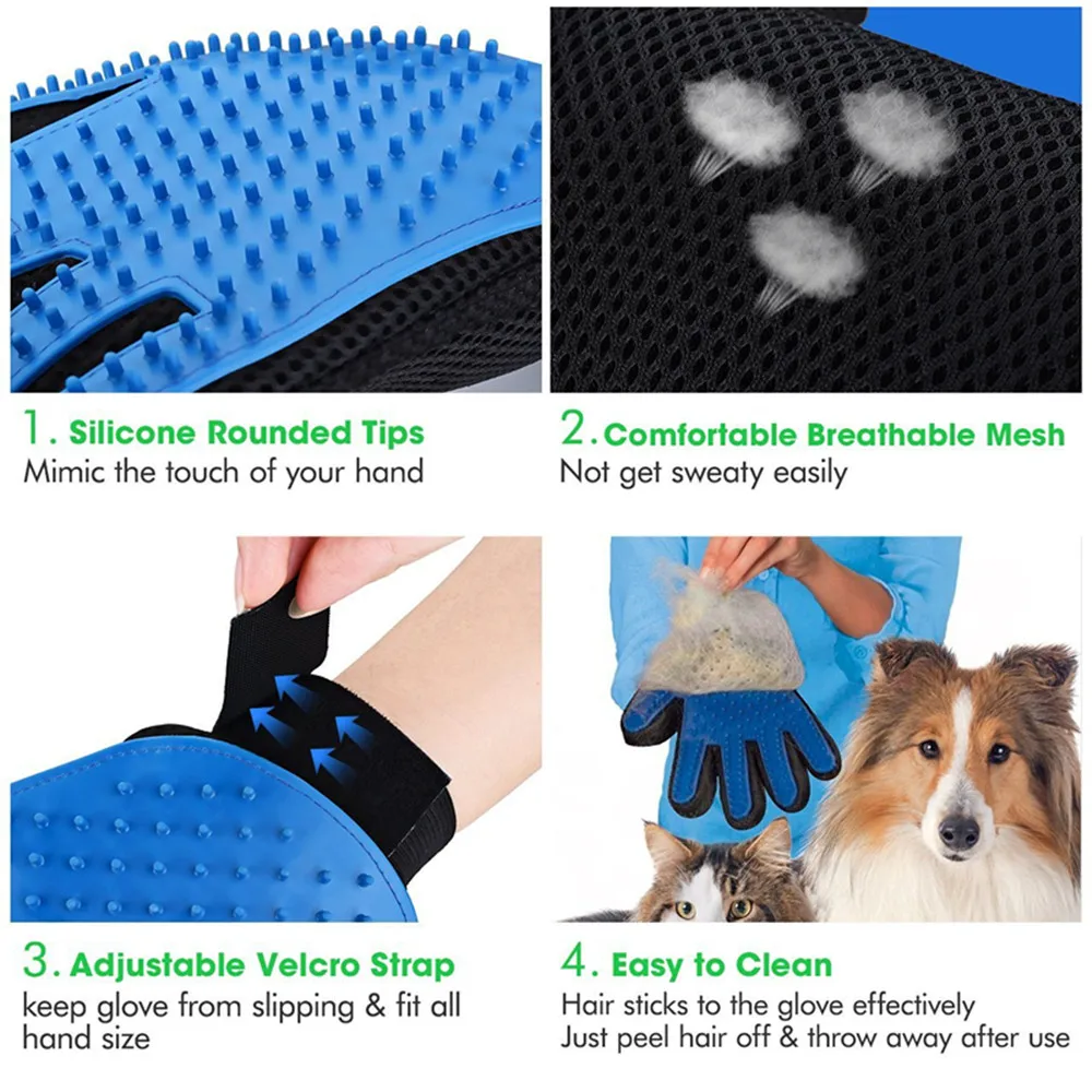 Силиконовая перчатка для ухода за домашними животными кошек щетка волос