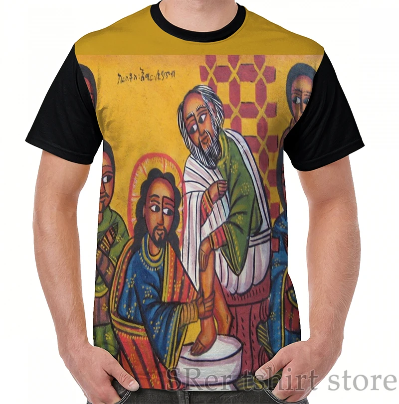 Funny print men t shirt women Tops tee Ethiopian Orthodox Christian Icon Christ Washing Feet Graphic T-Shirt O-neck tshirts
Funny print men t shirt women Tops tee Ethiopian Orthodox Christian Icon Christ Washing Feet Graphic T-Shirt O-neck tshirts