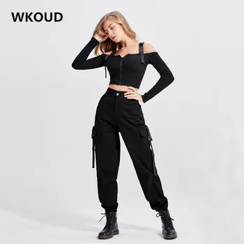 WKOUD 2019 New Cargo Pants Women Streetwear Casual Joggers With Belt Black High Waist Loose Trousers Korean Style Capris P8733
WKOUD 2019 New Cargo Pants Women Streetwear Casual Joggers With Belt Black High Waist Loose Trousers Korean Style Capris P8733