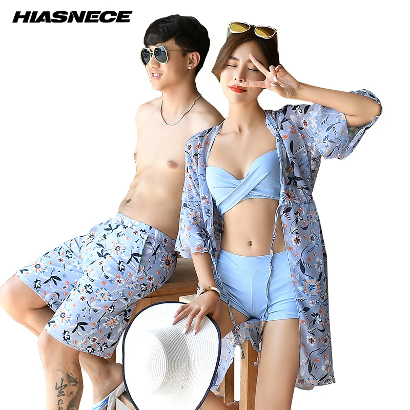 Couples Swimwear 3 Pieces Bikini Sets Solid with Long Covers Up Man's beach Shorts Lover's Printed Swimsuit Beach Dress 2018
Couples Swimwear 3 Pieces Bikini Sets Solid with Long Covers Up Man's beach Shorts Lover's Printed Swimsuit Beach Dress 2018