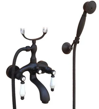 Black Oil Rubbed Brass Double Ceramic Handles Wall Mounted Claw Foot Bathroom Tub Faucet Mixer Tap With Handshower mtf575
Black Oil Rubbed Brass Double Ceramic Handles Wall Mounted Claw Foot Bathroom Tub Faucet Mixer Tap With Handshower mtf575