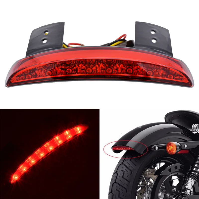 KaTur Red Chopped Fender Edge Motorcycle 8 LED RED Stop Running Brake Rear Tail Light for Harley Sportster XL 883N 1200N XL1200V |
