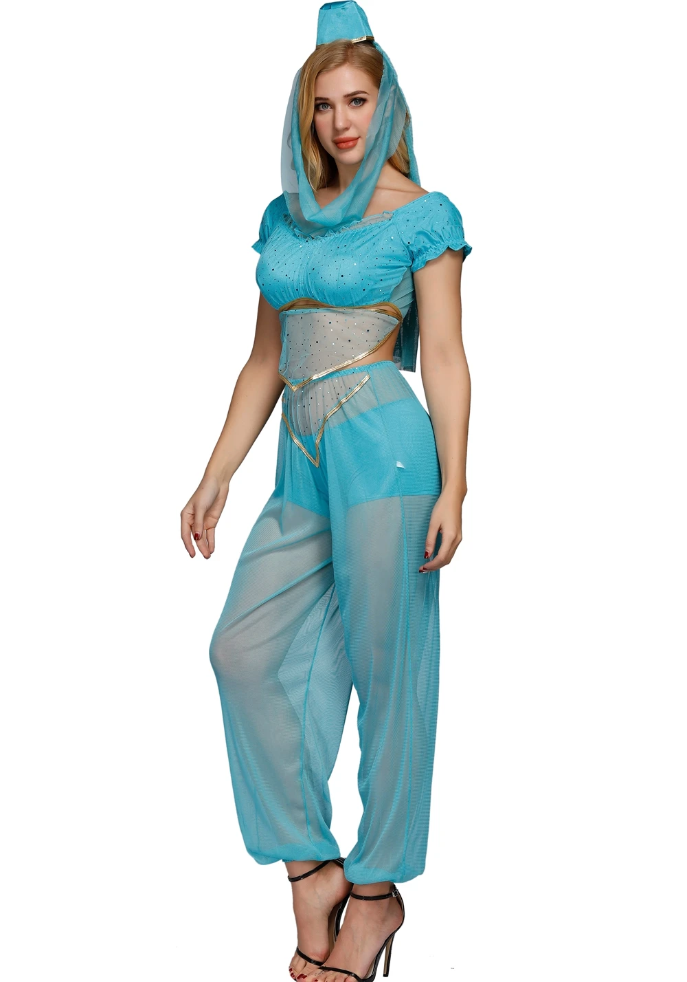 

Womens Sexy Bollywood Indian Princess Dancer Genie Jasmine Aladdin ladies Fancy Belly Dance Dress Costume