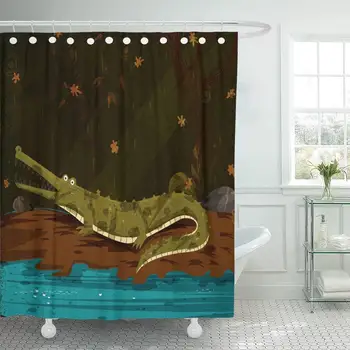 Shower Curtain with Hooks Green Africa Wild Animal Crocodile in Jungle Forest African Aggressive Alligator Bathroom
Shower Curtain with Hooks Green Africa Wild Animal Crocodile in Jungle Forest African Aggressive Alligator Bathroom