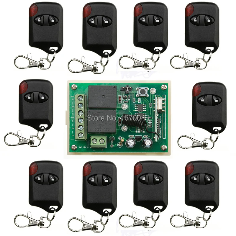 Hot Sales DC 12V 10A 2CH 315MHz/433MHZ Wireless RF Remote Control Switch teleswitch 10* cat eye Transmitter+ 1*Receiver
Hot Sales DC 12V 10A 2CH 315MHz/433MHZ Wireless RF Remote Control Switch teleswitch 10* cat eye Transmitter+ 1*Receiver