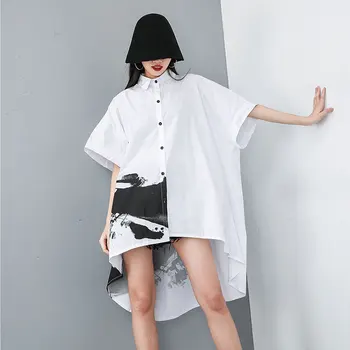 Women Summer Bat Short Sleeve Oversized Loose Casual Print Shirt Dress Female Streetwear Punk Gothic Boyfriend Irregular Blouse
Women Summer Bat Short Sleeve Oversized Loose Casual Print Shirt Dress Female Streetwear Punk Gothic Boyfriend Irregular Blouse