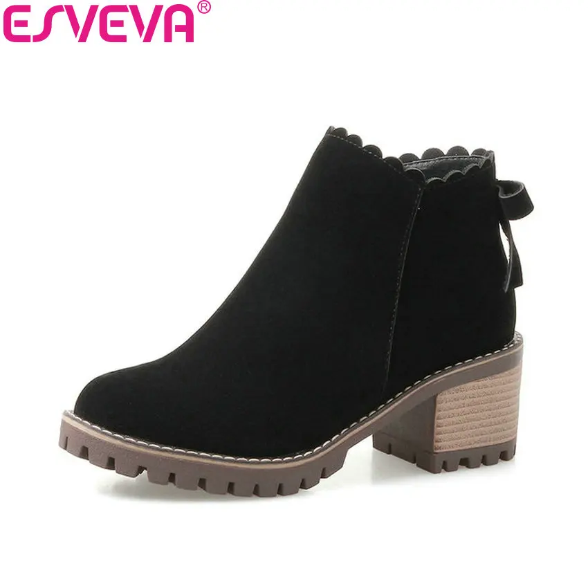 ESVEVA 2018 Square High Heels Women Boots Scrub PU Ankle Boots Short Plush Round Toe Black Western Style Ladies Boots Size 34-43
ESVEVA 2018 Square High Heels Women Boots Scrub PU Ankle Boots Short Plush Round Toe Black Western Style Ladies Boots Size 34-43
