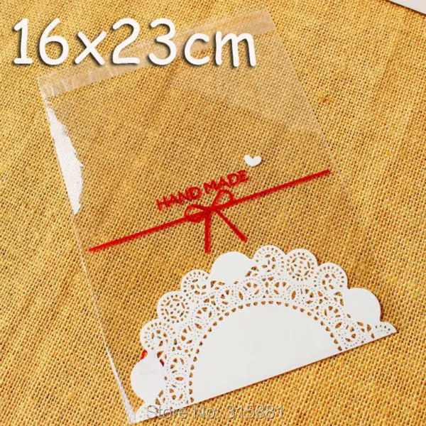 "Lace Doily Bow HAND MADE Print" Food Packing Bag,Self adhesive Bag,Biscuit Bags,Cake & Cookies Wrappers 16X23cm 200pcs/lot
"Lace Doily Bow HAND MADE Print" Food Packing Bag,Self adhesive Bag,Biscuit Bags,Cake & Cookies Wrappers 16X23cm 200pcs/lot
