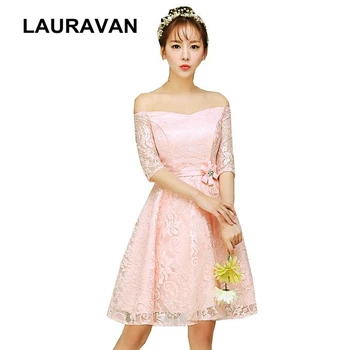 

girls sweet 16 cute modest formal teen sleeved boat neck tops pink peach lace homecoming short dresses party ball gown 2020