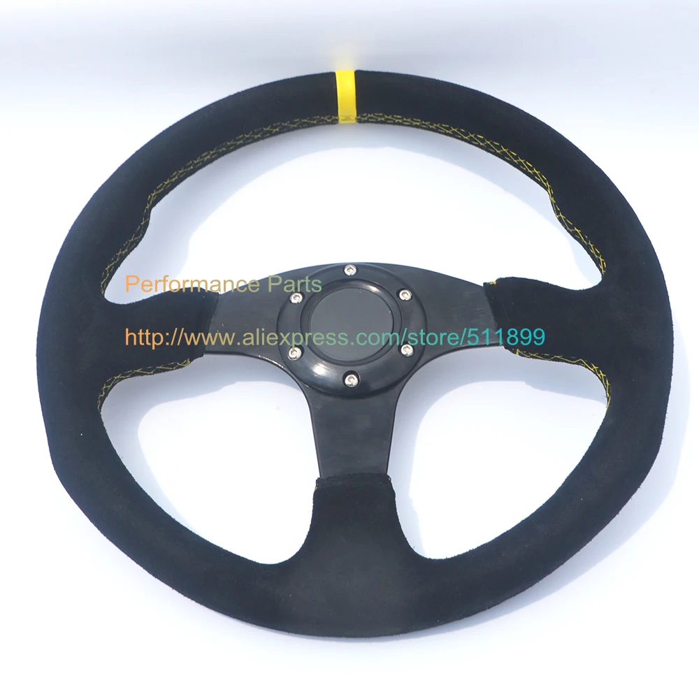 Фото Игровой руль рулевого колеса автомобиля плоская модель замши с алюминиевым