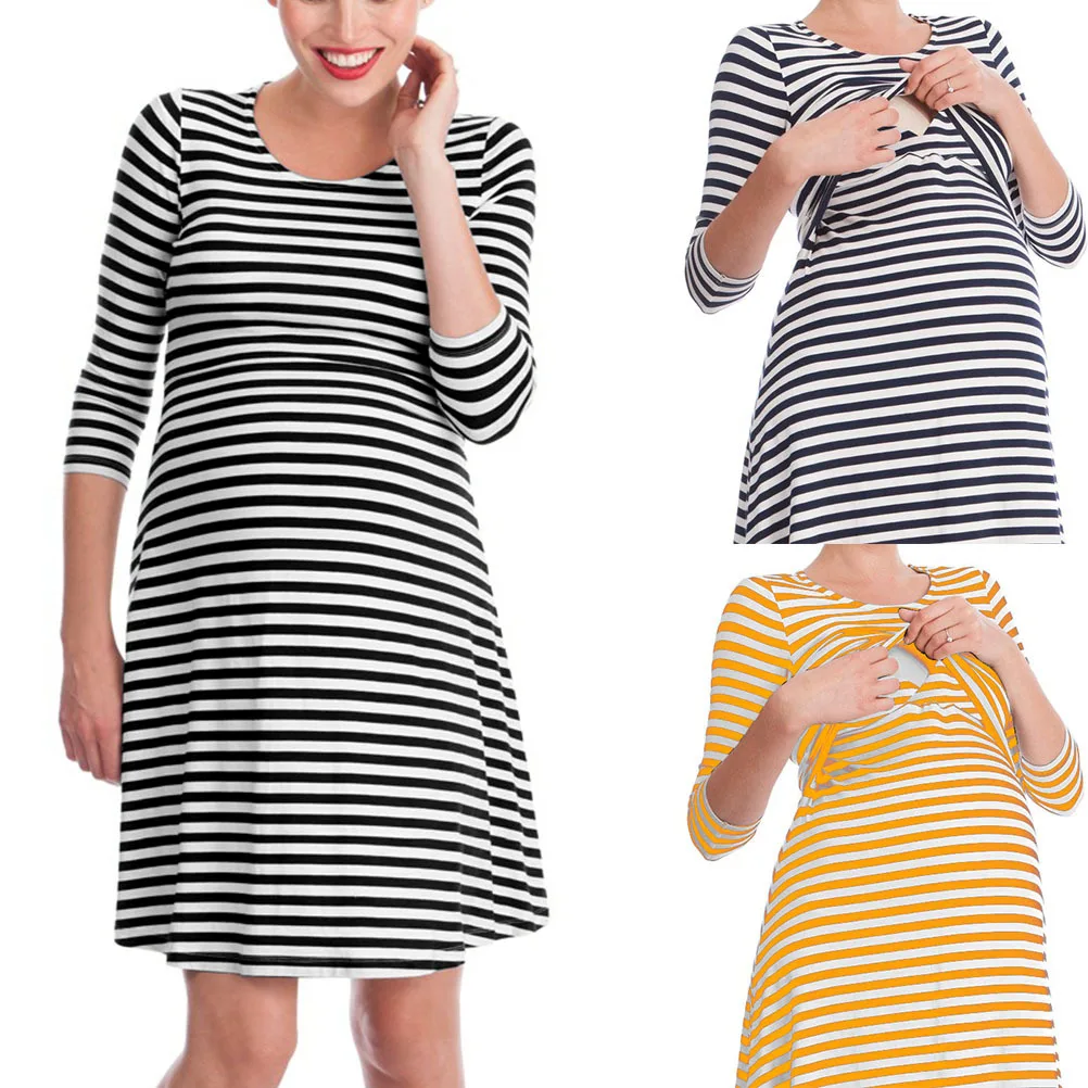Striped Nursing Maternity Dresses For Pregnant Women Breastfeeding Bottoming Pregnancy Dresses Feeding Clothes
Striped Nursing Maternity Dresses For Pregnant Women Breastfeeding Bottoming Pregnancy Dresses Feeding Clothes