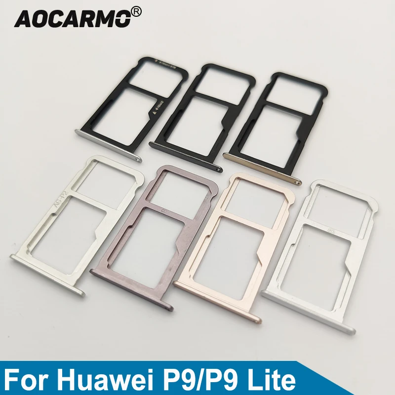 

Aocarmo SD MicroSD Holder Nano Sim Card Tray Slot For Huawei P9 EVA-AL00 P9 Lite Replacement Part