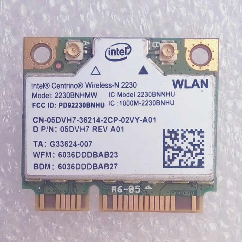 Intel Centrino Wireless-N 2230 Wireless-N + Bt4.0 WiFi карта 2230BNHMW,D P/N 05DVH7
Intel Centrino Wireless-N 2230 Wireless-N + Bt4.0 WiFi карта 2230BNHMW,D P/N 05DVH7