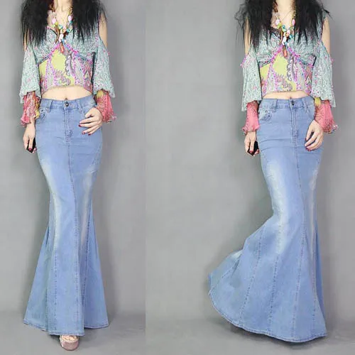 2019 Spring and Autumn Cool Fish Tail Mermaid Skirt Denim Long Skirt Ultra Long Women Blue Jeans Causal Maxi Skirts
2019 Spring and Autumn Cool Fish Tail Mermaid Skirt Denim Long Skirt Ultra Long Women Blue Jeans Causal Maxi Skirts