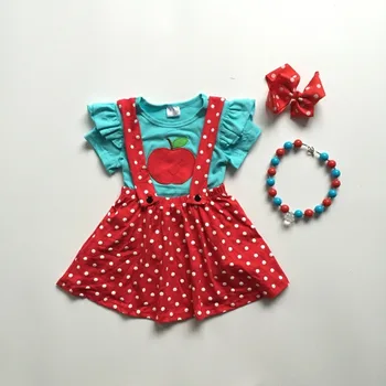baby girls boutique dress baby kids back to school blue top with apple white polka dots in red dress outfit with accessories
baby girls boutique dress baby kids back to school blue top with apple white polka dots in red dress outfit with accessories