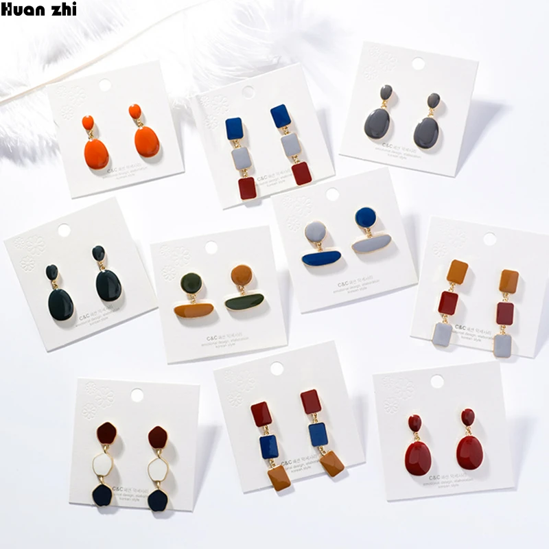 HUANZHI Simple Hit Color Glaze Enamel Geometric Irregular Polygon Square Long Dangle Earrings for Women Girl Party Jewelry
HUANZHI Simple Hit Color Glaze Enamel Geometric Irregular Polygon Square Long Dangle Earrings for Women Girl Party Jewelry