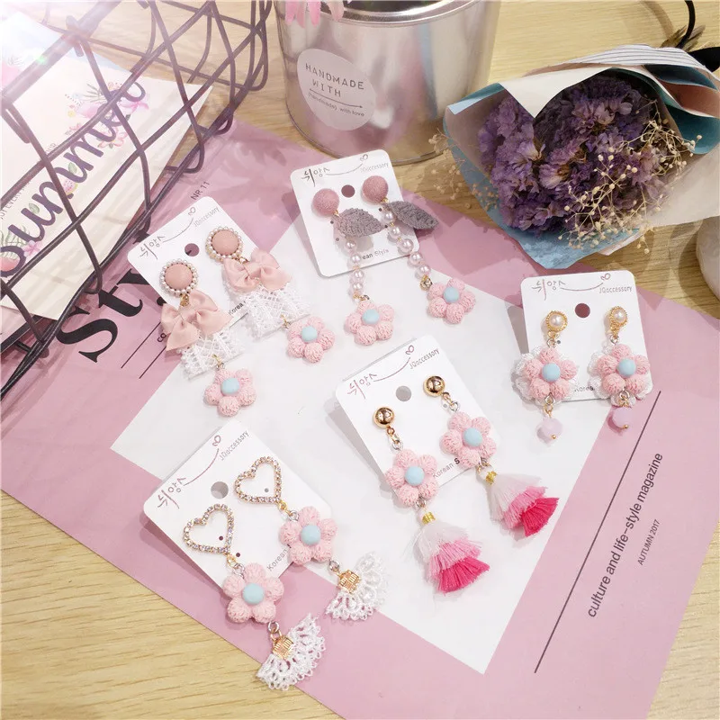 Korea New Handmade Cute Princess Lace Flower Bow Knot Tassel Leaf Heart Drop Earring Fashion Jewelry Accessories-JQDPER035D5
Korea New Handmade Cute Princess Lace Flower Bow Knot Tassel Leaf Heart Drop Earring Fashion Jewelry Accessories-JQDPER035D5