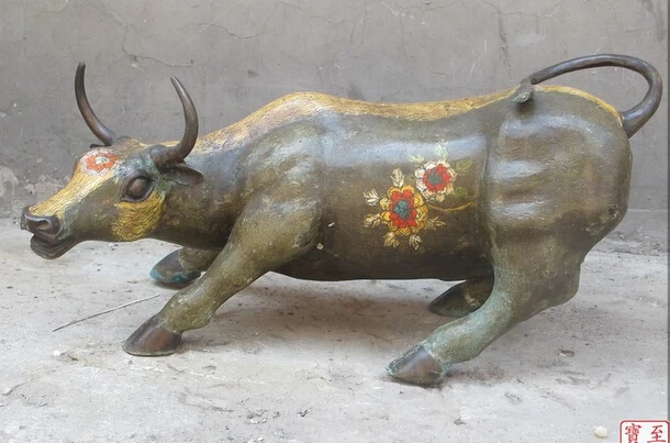006331 LONG 21"CHINA RARE 100% pure bronze Cloisonne OX Great horn cattle bull statue
006331 LONG 21"CHINA RARE 100% pure bronze Cloisonne OX Great horn cattle bull statue
