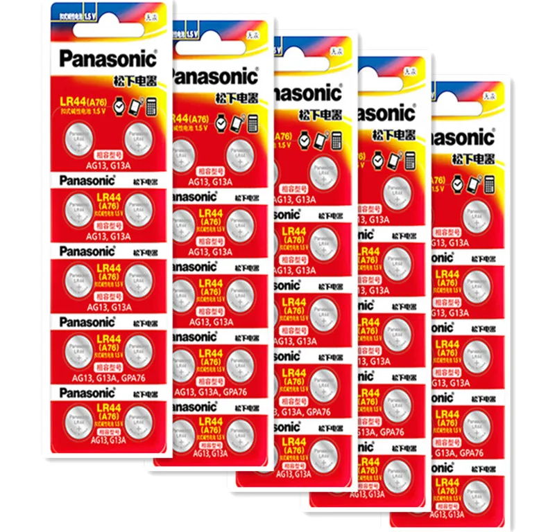 50Pcs/5Packs PANASONIC LR44 A76 AG13 0%Hg SR1154 357 LR 44 1.5V Cell battery batteries For calculator 0%Hg
50Pcs/5Packs PANASONIC LR44 A76 AG13 0%Hg SR1154 357 LR 44 1.5V Cell battery batteries For calculator 0%Hg