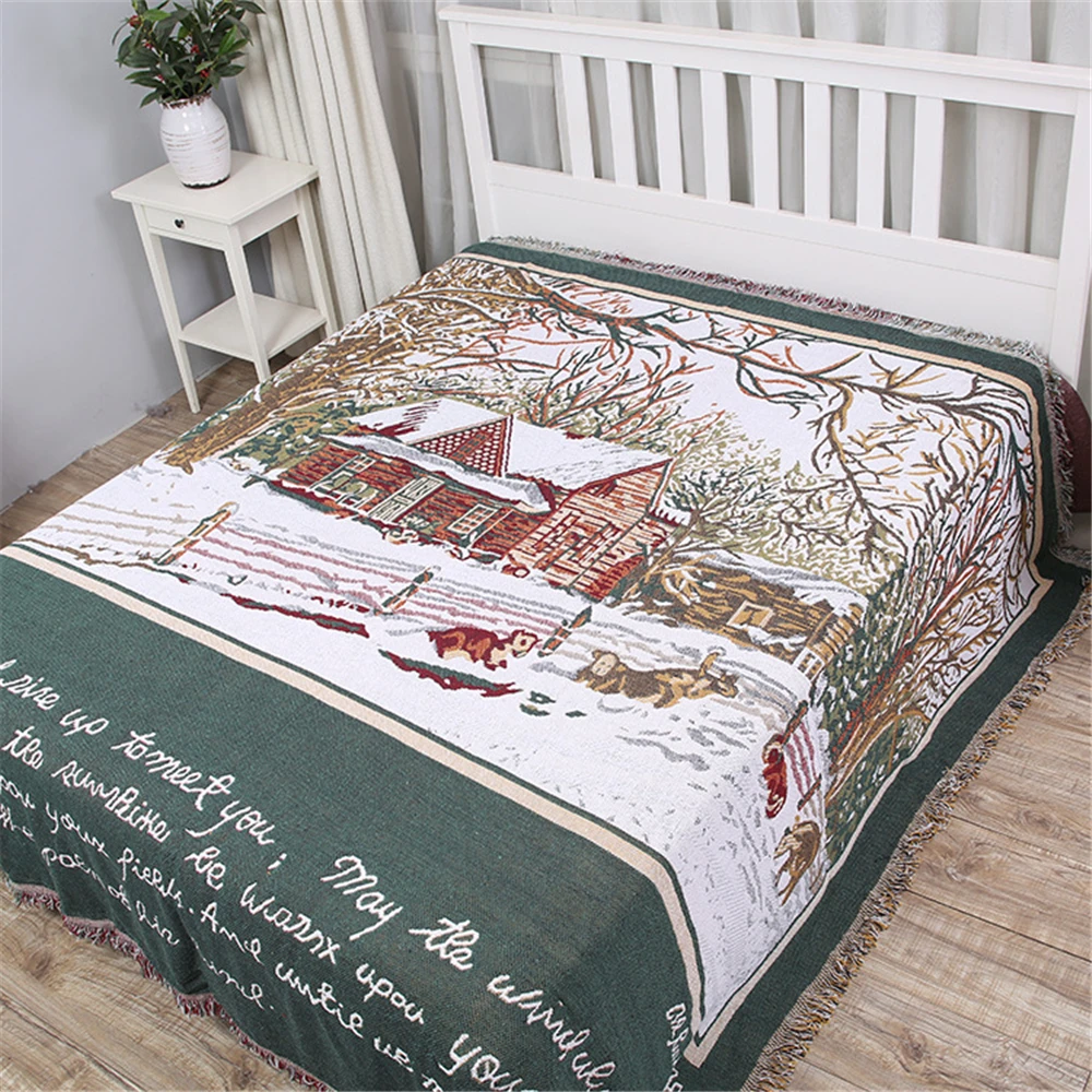 Pastoral Style Christmas Snow Scene Knitted Cotton Thread Blankets for Sofa Beds Adult Home Decorative Thow Blankets
Pastoral Style Christmas Snow Scene Knitted Cotton Thread Blankets for Sofa Beds Adult Home Decorative Thow Blankets