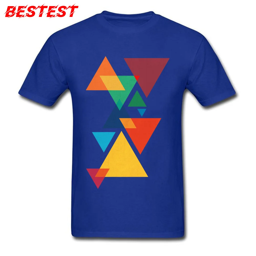 Abstract Geometric Triangles Composition T Shirt Geek 2018 New Fashion Round Neck 100% Cotton Tees Tops Shirt for Men Labor Day Abstract Geometric Triangles Composition blue