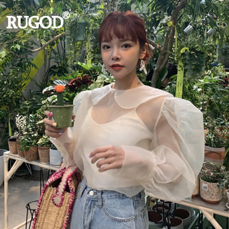 RUGOD 2019 женская шифоновая блузка + жилет Топ Питер Пэн воротник сладкий прочный