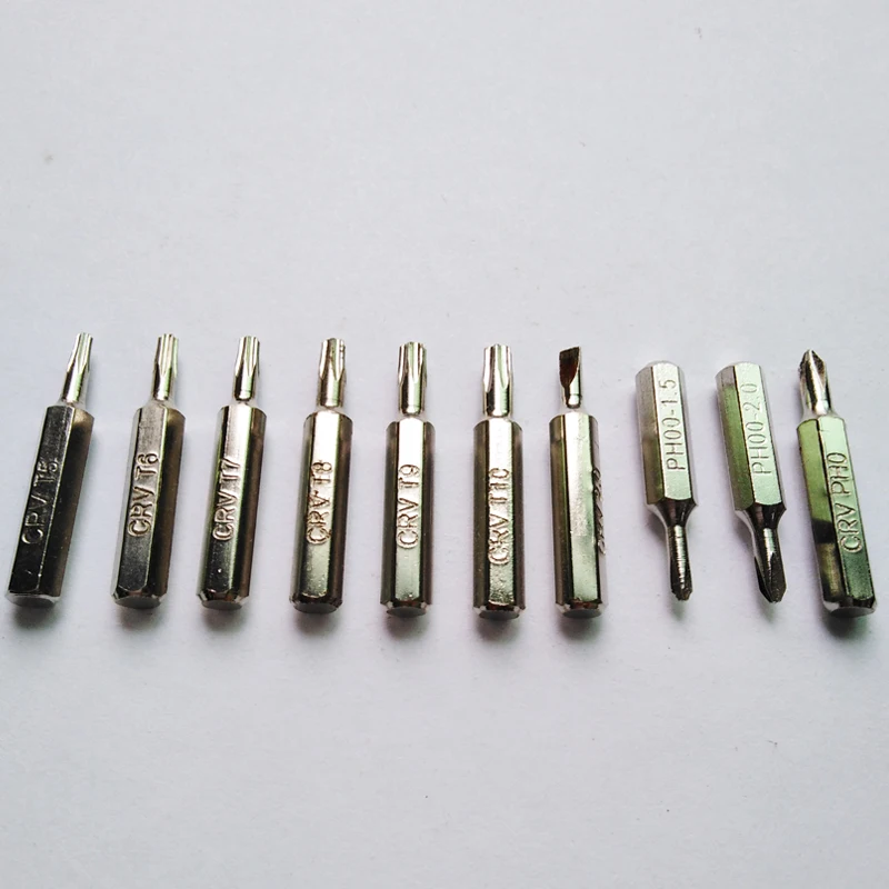 10pcs 4mm Hex Shank Torx Screwdriver Bits T5 T6 T7 T8 T9 T10 SL2.0 Phillips PH00 1.5 2.0 PH0 28mm Length
10pcs 4mm Hex Shank Torx Screwdriver Bits T5 T6 T7 T8 T9 T10 SL2.0 Phillips PH00 1.5 2.0 PH0 28mm Length