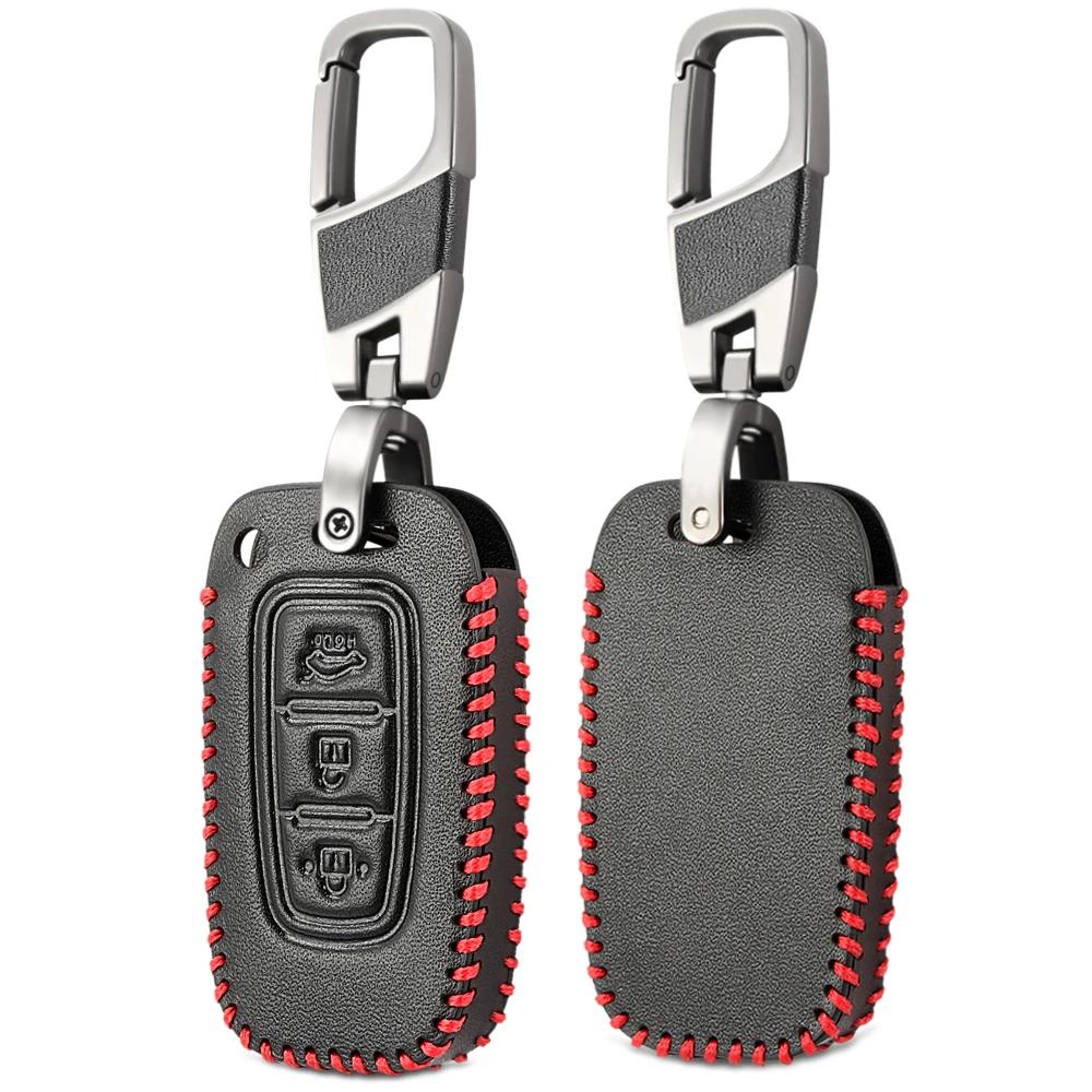 Genuine Leather 3 Buttons Car Key Cover Case For Kia Ceed Cerato Optima Rio K2 Soul Sportage Picanto Shell Holder | Автомобили и
