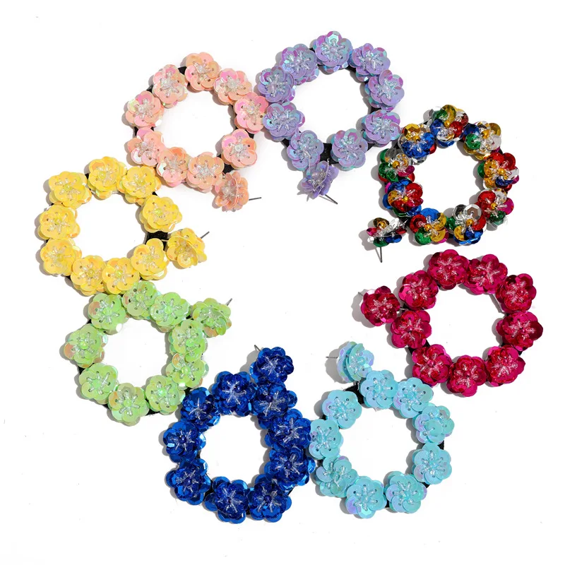 New Fashion Bohemia Hand-made Sequins Stud Earrings Colorful Flowers Great Circle Earrings Jewelry Gifts For Women Accessories
New Fashion Bohemia Hand-made Sequins Stud Earrings Colorful Flowers Great Circle Earrings Jewelry Gifts For Women Accessories
