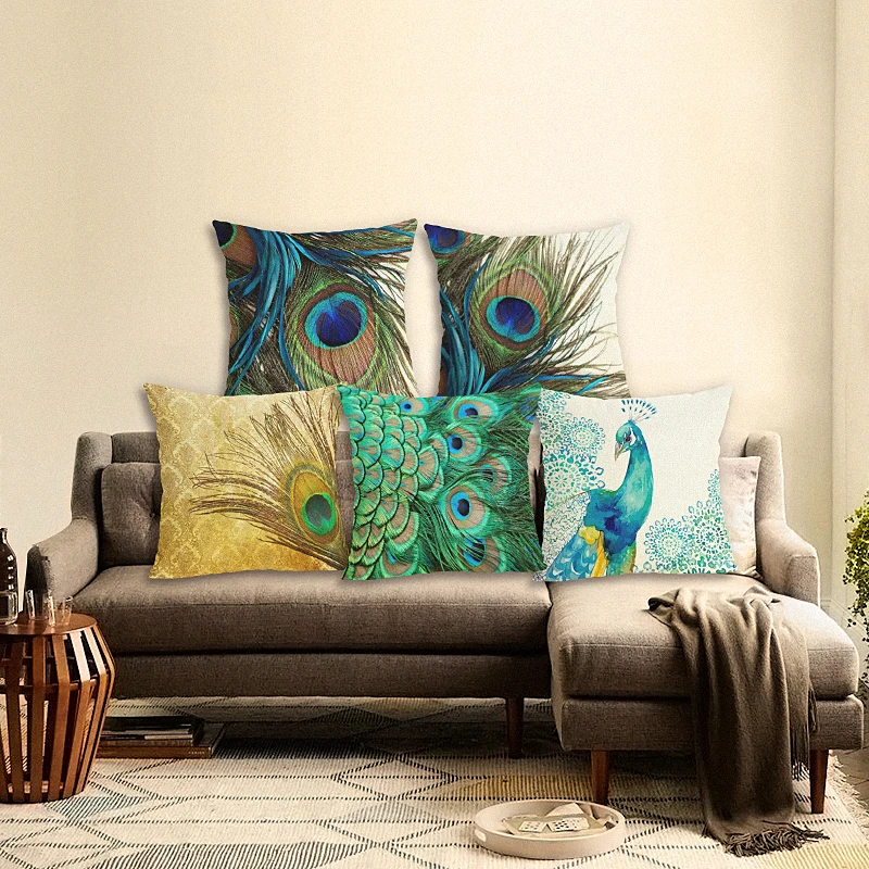 High Quality Fashion Style Peacock Chair Peacock feather Cushion Cover Soft Pillow Case Cojines Almofadas Cotton Linen Square
High Quality Fashion Style Peacock Chair Peacock feather Cushion Cover Soft Pillow Case Cojines Almofadas Cotton Linen Square