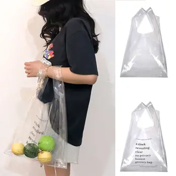 Women Transparent PVC Shopping Bag Clear Fashion Reusable Eco Tote Bag Large Capacity Foldable Storage Shopping bags NEW
Women Transparent PVC Shopping Bag Clear Fashion Reusable Eco Tote Bag Large Capacity Foldable Storage Shopping bags NEW
