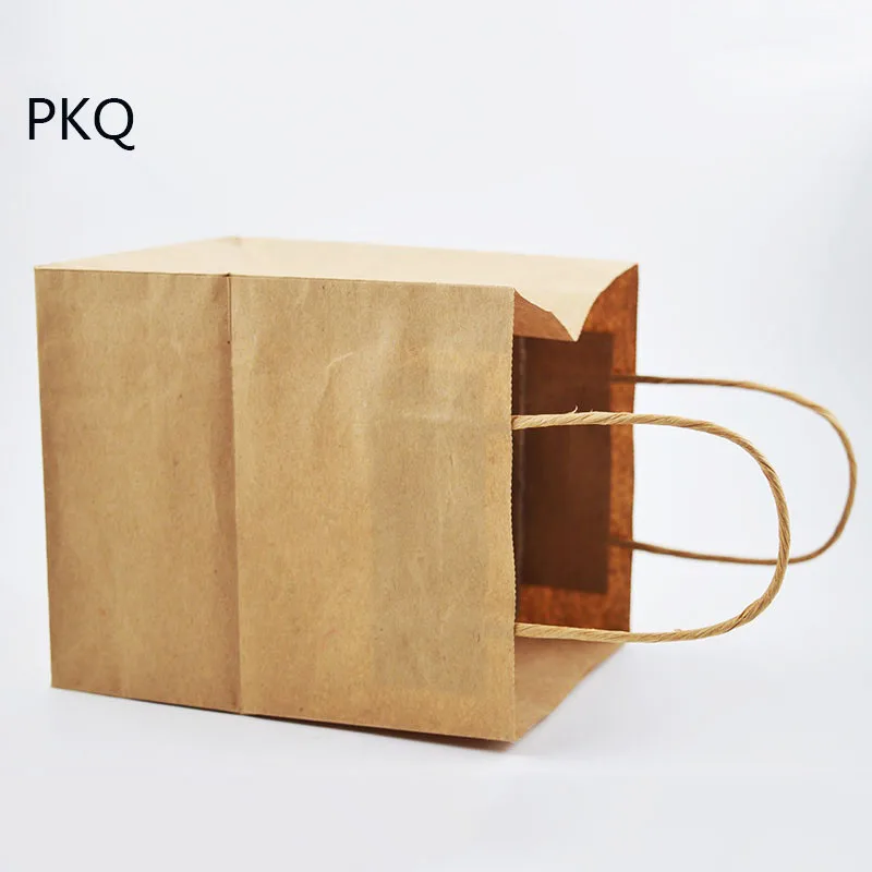 Kraft Paper Bag Square Flower Bags With Handle Decoration White Paper Gift Bag Packaging Large