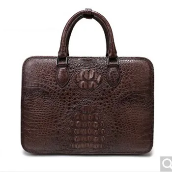 

weitasi crocodile leather men bag men handbag business briefcase fashion big bag men tote bags Brown