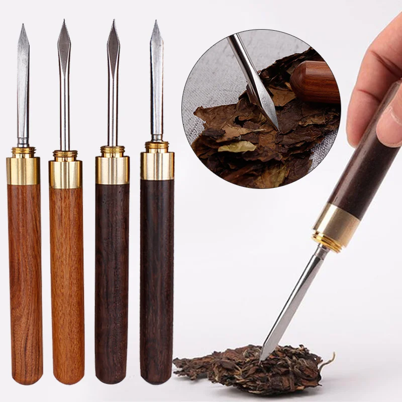 

Stainless Steel Tea Knife Needle Pick with Wood Handle Puer Tea Tools Cone Needle Breaking Prying Tea Brick Professional Tool