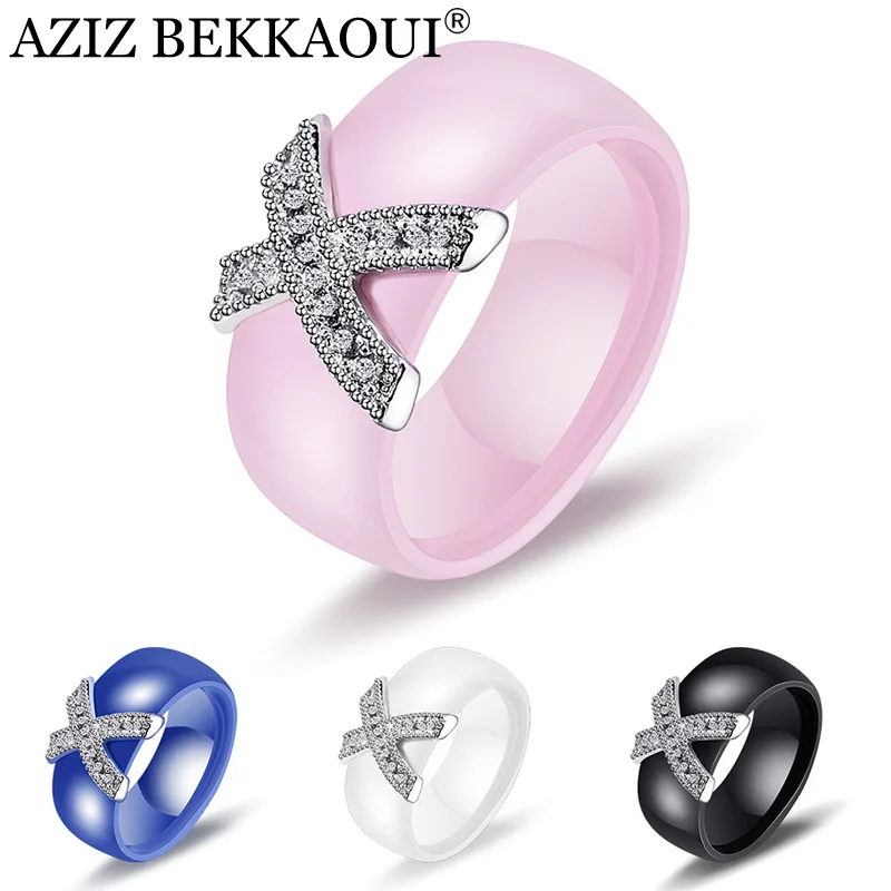 AZIZ BEKKAOUI Ceramic Women Ring With AAA Crystal 8 mm X Cross Ceramic Rings For Women Wedding Ring Gift Fashion Jewelry
AZIZ BEKKAOUI Ceramic Women Ring With AAA Crystal 8 mm X Cross Ceramic Rings For Women Wedding Ring Gift Fashion Jewelry