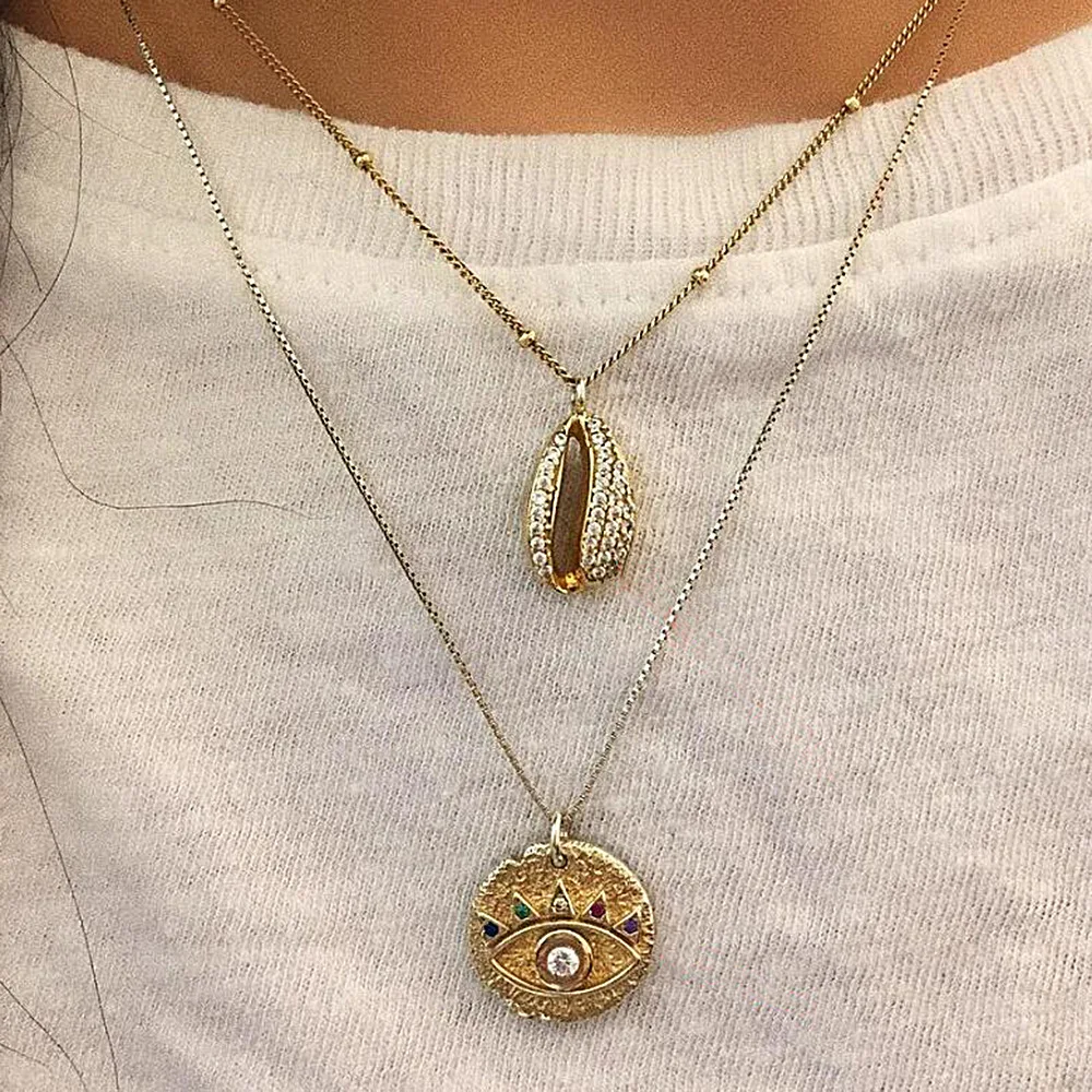 Bohemia Layer Shell Necklace Chain Turkey Evil Eye Hamsa Hand Fatima Palm Necklace For Women Fatima Cubic Zirconia Gold Color CZ
Bohemia Layer Shell Necklace Chain Turkey Evil Eye Hamsa Hand Fatima Palm Necklace For Women Fatima Cubic Zirconia Gold Color CZ
