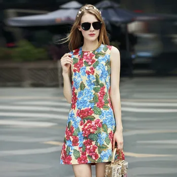 2018 Latest Spring & Summer New Arrival Elegant O-Neck Sleeveless Tank Print Beading Fashion A-Line Above Knee Dress Women
2018 Latest Spring & Summer New Arrival Elegant O-Neck Sleeveless Tank Print Beading Fashion A-Line Above Knee Dress Women