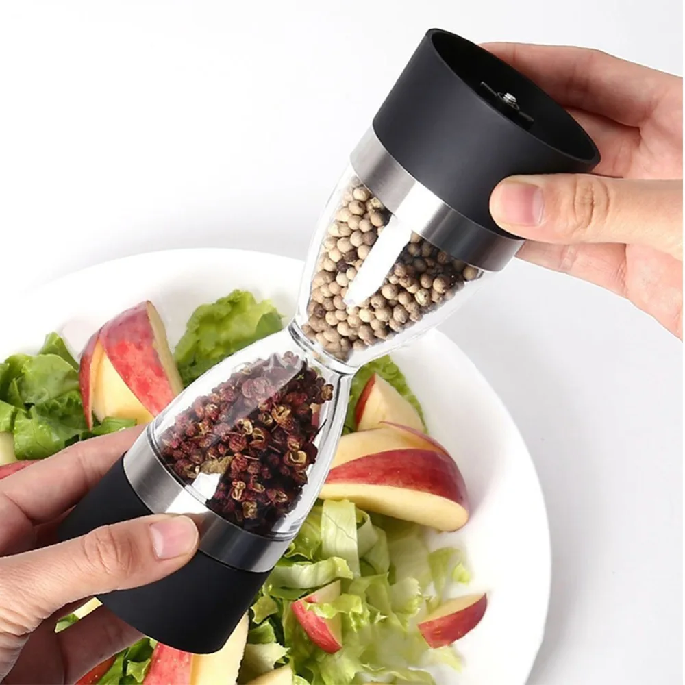 Plastic Hourglass Grinder Manual Salt Pepper Mills Two-in-one Dual Heads Burnisher Seasoning Accessories Kitchen Spice Tools NEW
Plastic Hourglass Grinder Manual Salt Pepper Mills Two-in-one Dual Heads Burnisher Seasoning Accessories Kitchen Spice Tools NEW