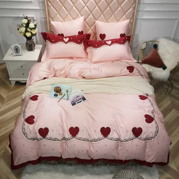 Blue egyptian cotton Bedding Sets Soft duvet Cover embroidery Bed Set red heart bedlinen pillowcase King size Queen size 4pcs
Blue egyptian cotton Bedding Sets Soft duvet Cover embroidery Bed Set red heart bedlinen pillowcase King size Queen size 4pcs