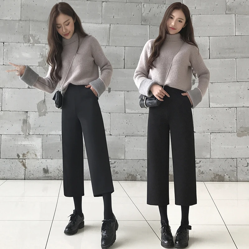 Spring models wide leg pants female high waist pants 2019 new Korean version was thin seven points suit pants straight
Spring models wide leg pants female high waist pants 2019 new Korean version was thin seven points suit pants straight