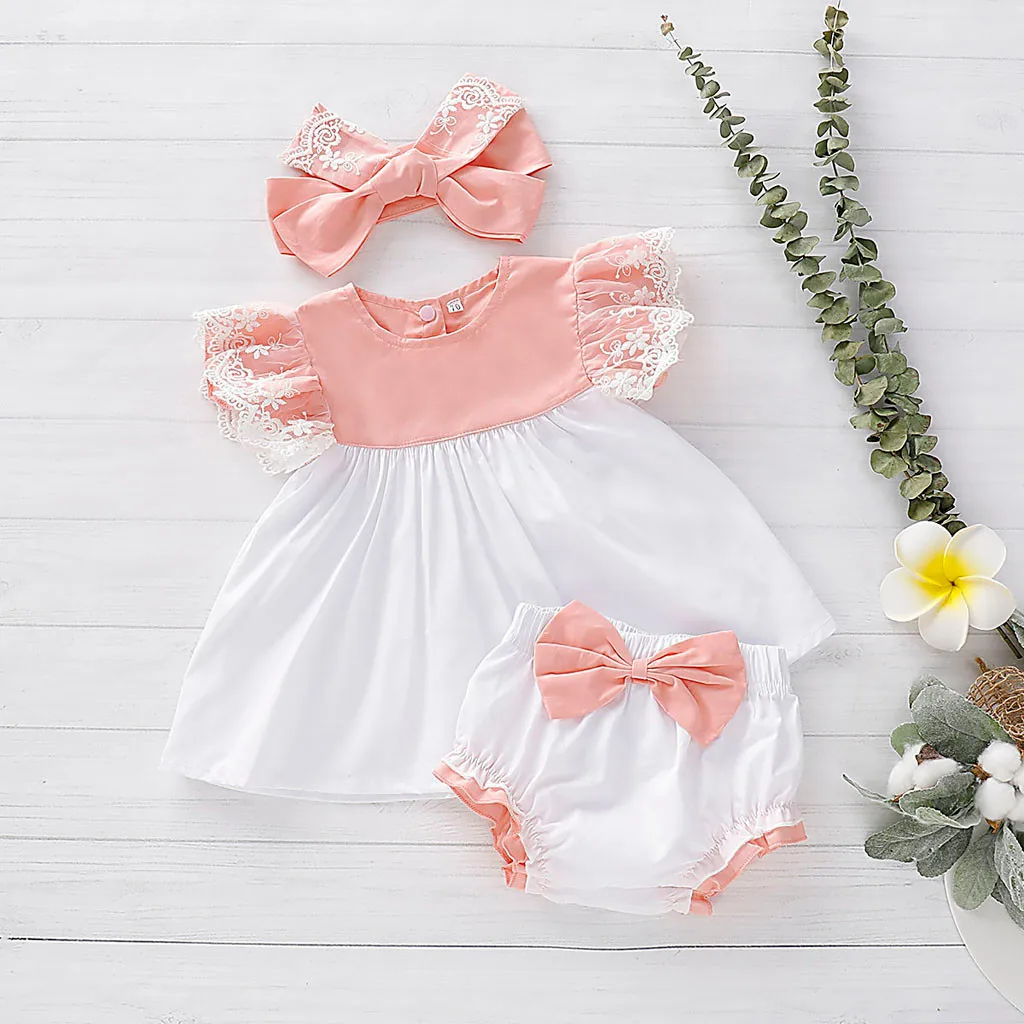 Baby Girl Kids Clothes Lace Dress Tops +Bow PP Shorts +Headband Girl Outfits Set toddler girl clothes vetement enfant fille 2019
Baby Girl Kids Clothes Lace Dress Tops +Bow PP Shorts +Headband Girl Outfits Set toddler girl clothes vetement enfant fille 2019