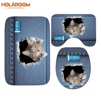 3Pcs Bath Mat Jeans color Toilet Mat Anti-slip Mat Cat&Dog come out of the hole Pattern Flannel Carpet Three Sets of Mat
3Pcs Bath Mat Jeans color Toilet Mat Anti-slip Mat Cat&Dog come out of the hole Pattern Flannel Carpet Three Sets of Mat
