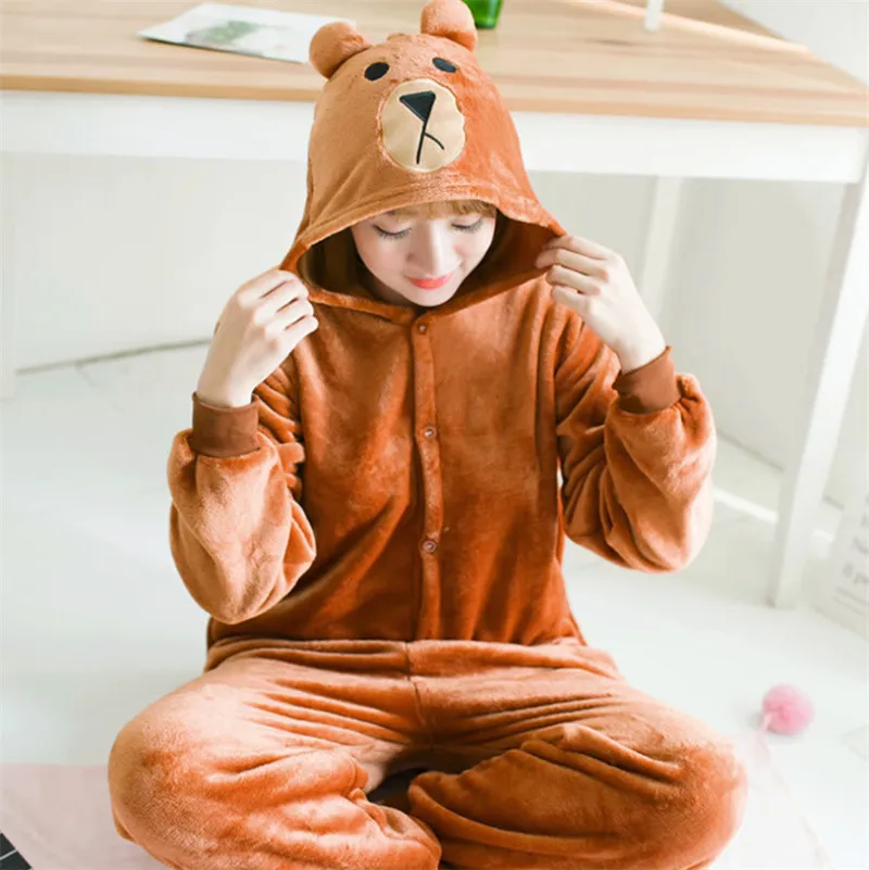 Flannel Adult Cartoon Animal Anime Kigurumi pajama Brown bear Lovely Animal Robe Bathrobe Cosplay Lovers Costume High Quality.
Flannel Adult Cartoon Animal Anime Kigurumi pajama Brown bear Lovely Animal Robe Bathrobe Cosplay Lovers Costume High Quality.