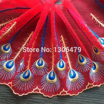3yards / Lot Red Peacock Tail Lace Fabric Exquisite Embroidery Lace Trim Upscale Mesh Embroidery Accessories Width 17 Cm RS113
3yards / Lot Red Peacock Tail Lace Fabric Exquisite Embroidery Lace Trim Upscale Mesh Embroidery Accessories Width 17 Cm RS113