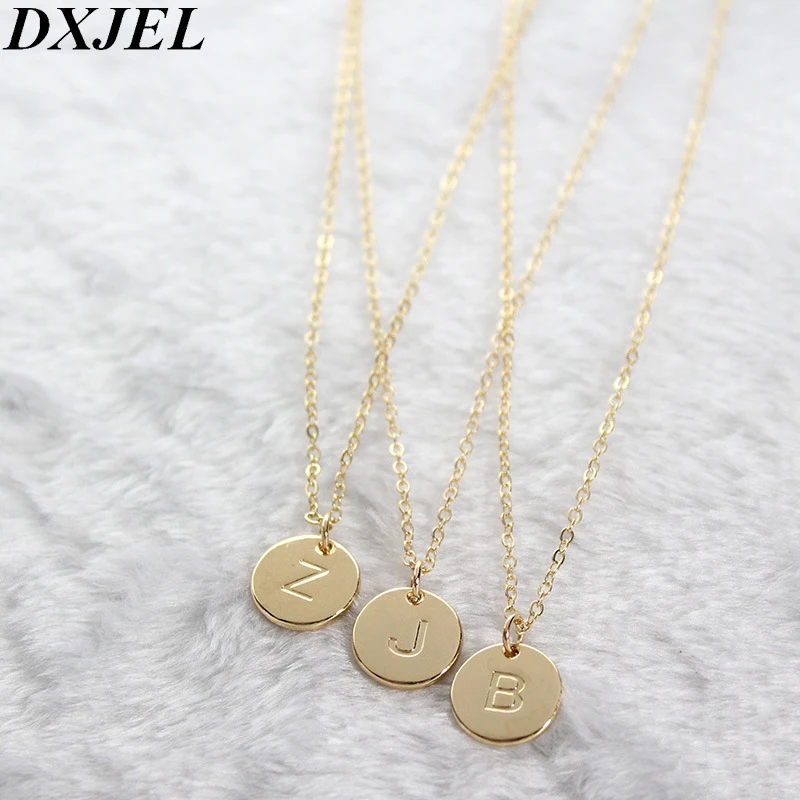 

DXJEL Trendy A-Z 26 Alfabet Initial Letter Charm Pendant Necklace for Women's Choker Name Necklace best birthday gift Dropship