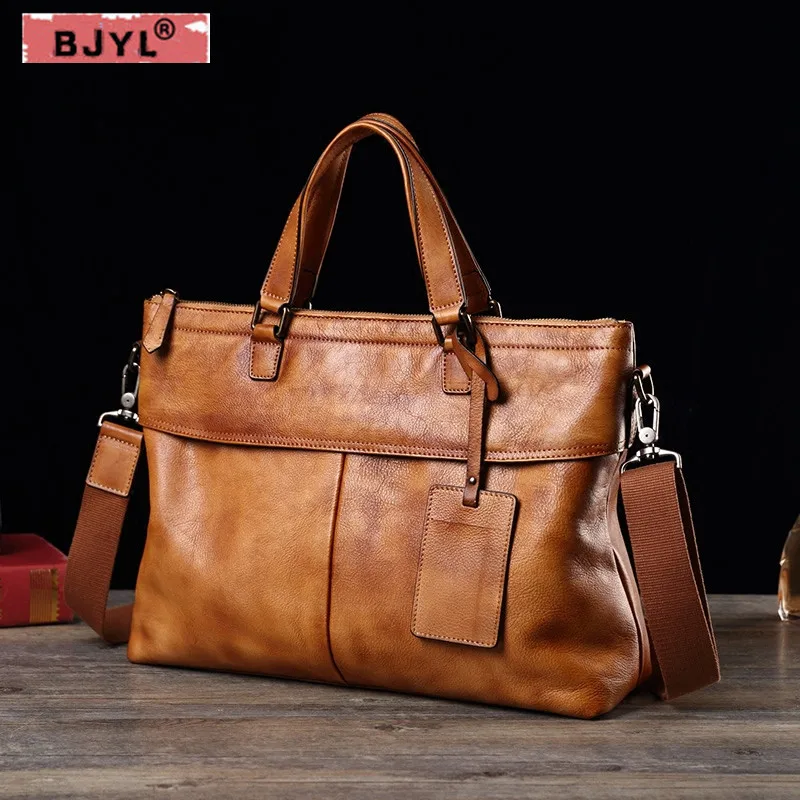 BJYL Genuine Leather men's handbag female business briefcase casual retro Messenger shoulder bag computer 14" Laptop bag
BJYL Genuine Leather men's handbag female business briefcase casual retro Messenger shoulder bag computer 14" Laptop bag