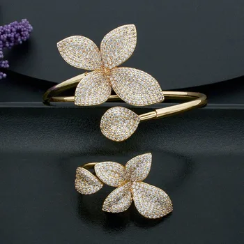 ModemAngel Women Luxury Super Shiny Flower Leaf AAA Cubic Zirconia Women Party Baguette Bracelet Bangle And Ring Fashion Set
ModemAngel Women Luxury Super Shiny Flower Leaf AAA Cubic Zirconia Women Party Baguette Bracelet Bangle And Ring Fashion Set