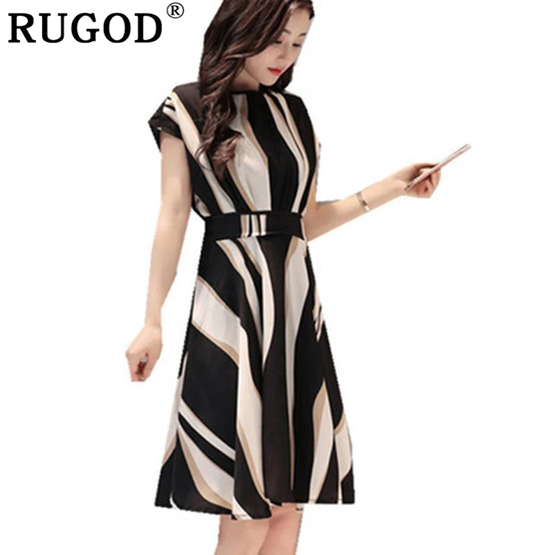 RUGOD Elegant short sleeve women dress vintage striped mid-length A-line summer dress casual office lady chiffon dresses vestid
RUGOD Elegant short sleeve women dress vintage striped mid-length A-line summer dress casual office lady chiffon dresses vestid