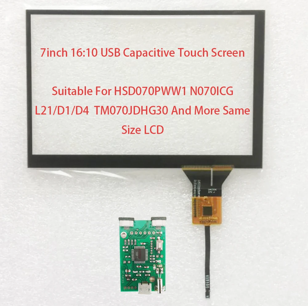 7inch 16:10 USB Touch Screen 161*107mm Support Win7 8 10 Android Linux Suitable For HSD070PWW1 N070ICG-L21/D1/D4 TM070JDHG30
7inch 16:10 USB Touch Screen 161*107mm Support Win7 8 10 Android Linux Suitable For HSD070PWW1 N070ICG-L21/D1/D4 TM070JDHG30