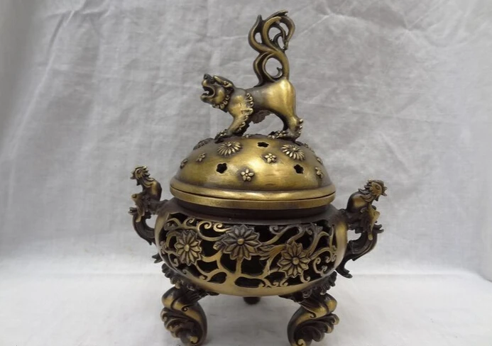 S4426 9" Tibet Pure Bronze Phoenix Lion PiXiu Statue Flower Incense Burner Censer D0317
S4426 9" Tibet Pure Bronze Phoenix Lion PiXiu Statue Flower Incense Burner Censer D0317